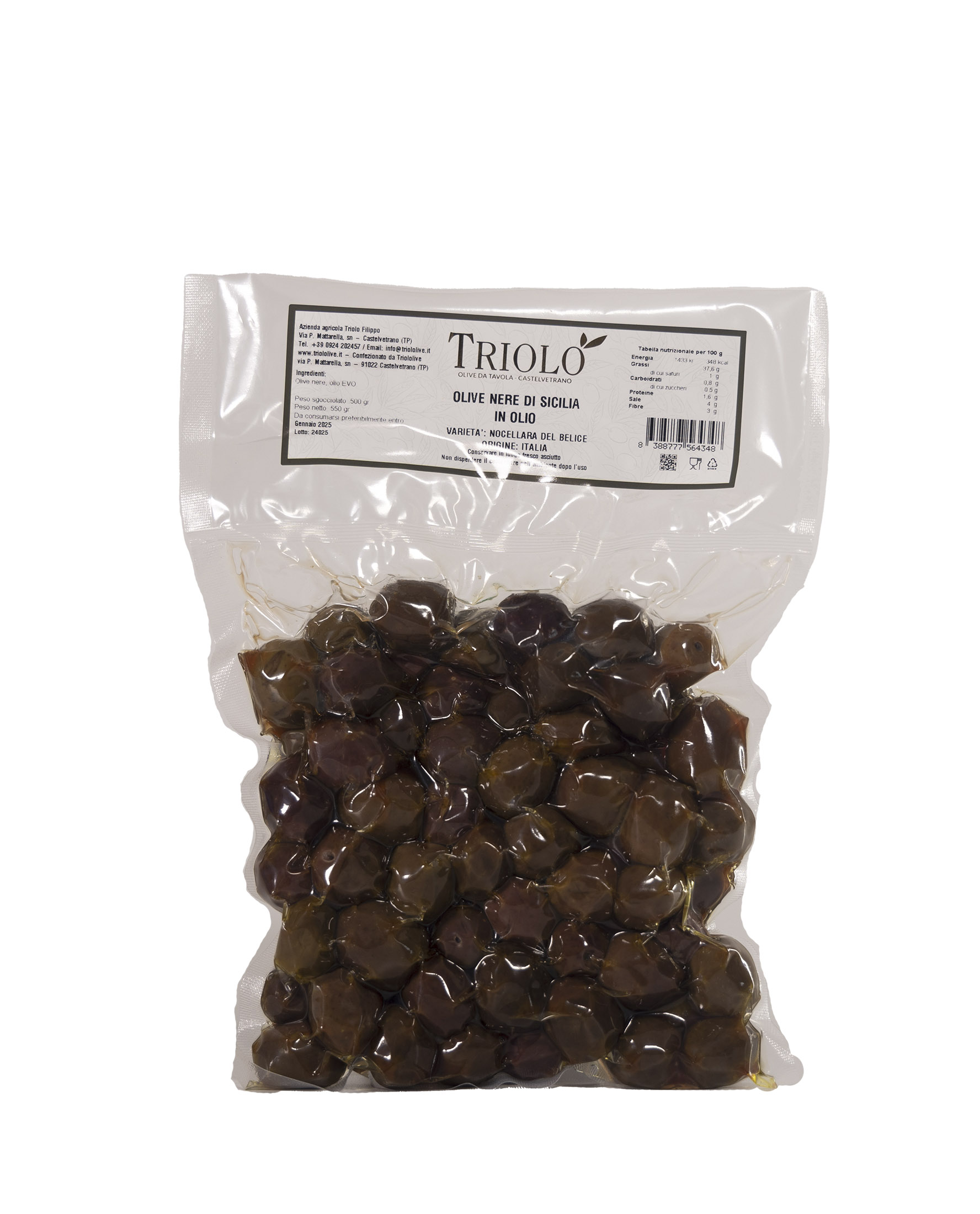 Olive nere "Nocellara del Belice" in olio (sottovuoto) - 0,50 Kg